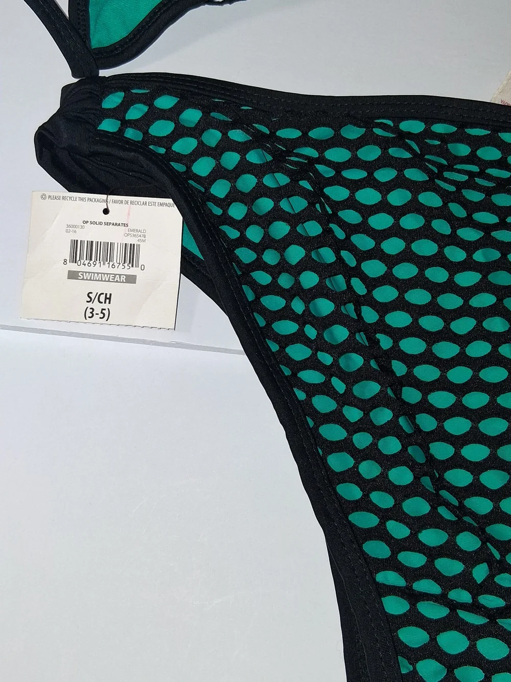 NWT OP Women’s Green Mesh Triangle Bikini Set TOP Size Large, BOTTOM Size Small